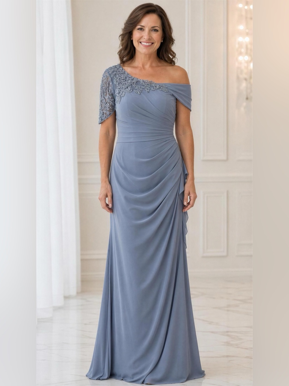 Ryanth Chiffon Corset Gown One
Shoulder Formal Dress Size 6